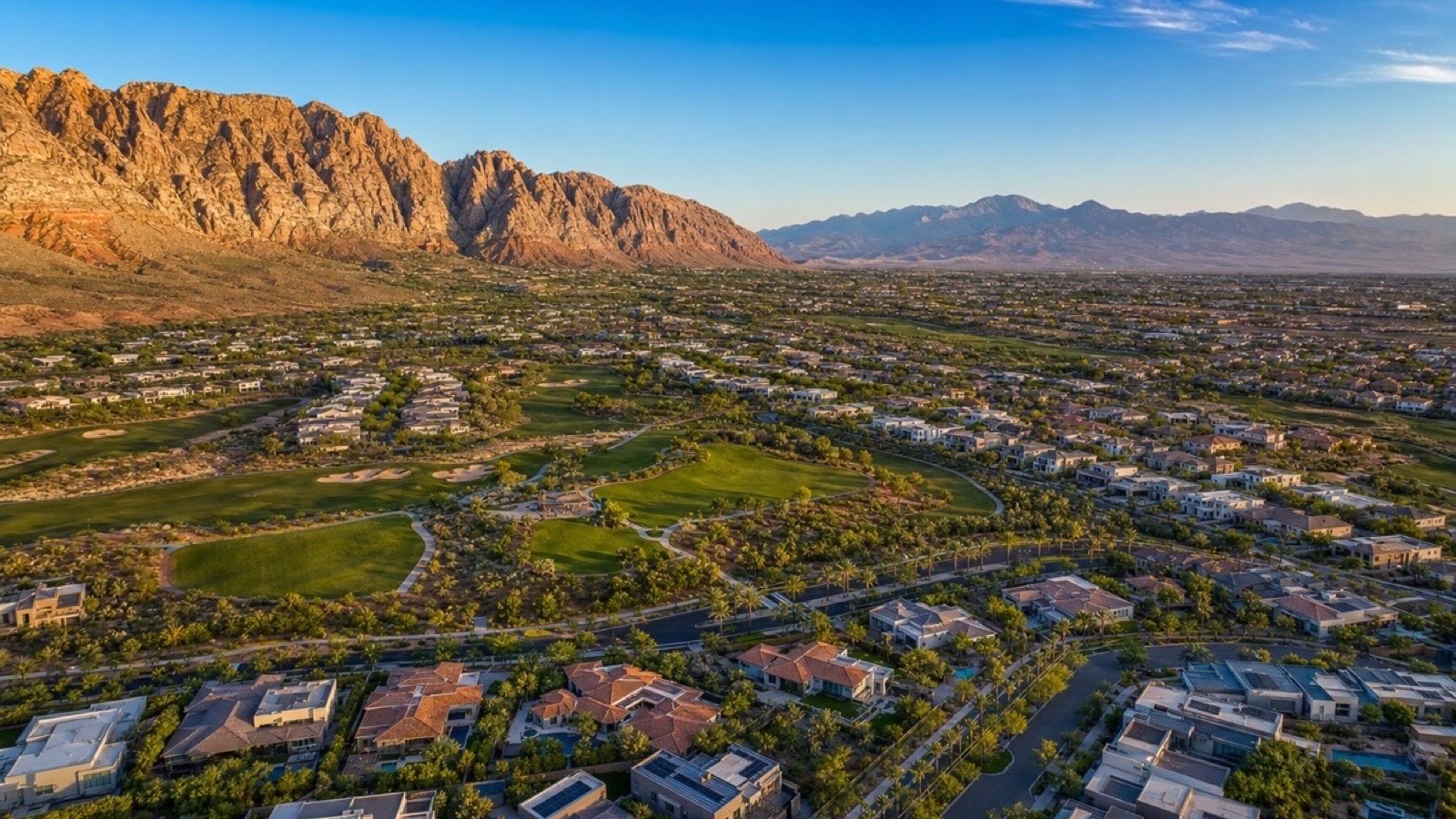 Summerlin Las Vegas master-planned community aerial view Red Rock Canyon backdrop 2026